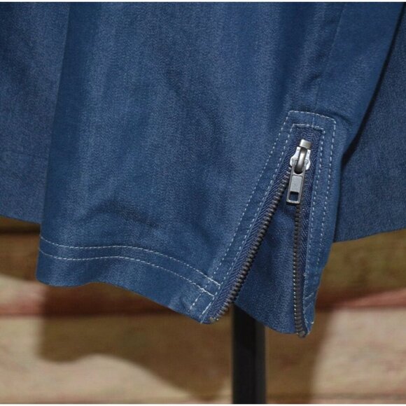 Ladies Studio V Lightweight Blue Chambray Jacket Snap Front Stretch Plus Size 2X - Picture 6 of 9